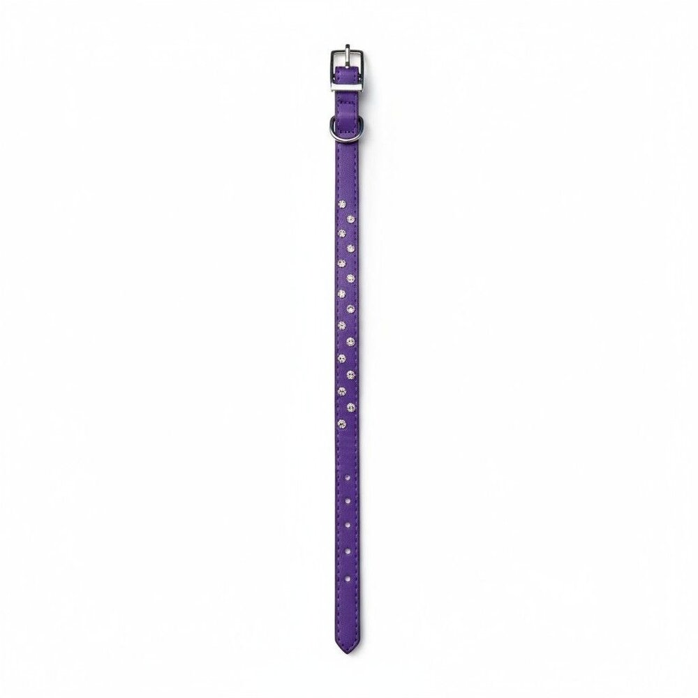 Purple Rhinestone Studded Pet Collar S Adjustable 14"